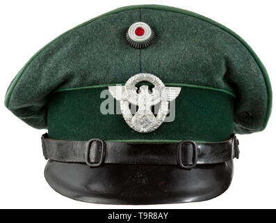 A visor cap for a Wachtmeister (constable) of the Schutzpolizei (tr. protection police) adapted Landespolizei cap historic, historical, 20th century, Additional-Rights-Clearance-Info-Not-Available Stock Photo
