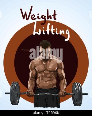 Weight Lifter man lifting heavy weight for Sports. Stock Vector