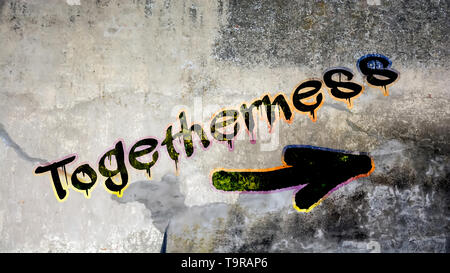 Wall Graffiti the Direction Way to Togetherness Stock Photo