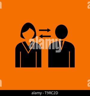 Corporate Interaction Icon. Black on Orange Background. Vector Illustration. Stock Vector