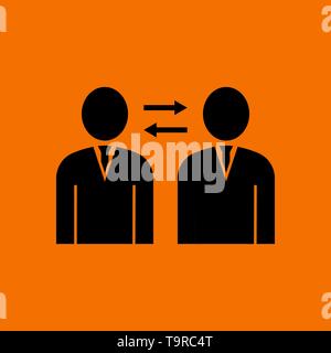 Corporate Interaction Icon. Black on Orange Background. Vector Illustration. Stock Vector