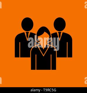 Corporate Team Icon. Black on Orange Background. Vector Illustration. Stock Vector