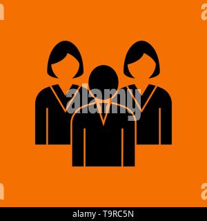 Corporate Team Icon. Black on Orange Background. Vector Illustration. Stock Vector