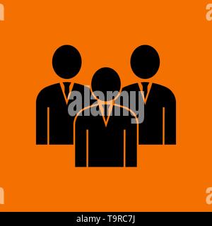 Corporate Team Icon. Black on Orange Background. Vector Illustration. Stock Vector