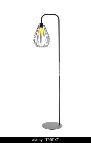 Stylish floor lamp on white background Stock Photo