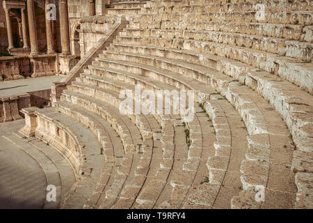 ancient amphitheater in the citadel of Amman. Jordan. Stock Photo