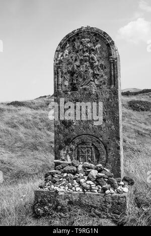 Headstone, Roncevaux, Pyrénées-Atlantiques, France Stock Photo