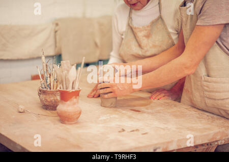 Close up of a pottery making process Stock Photo