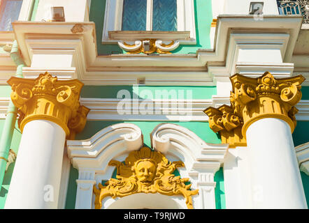 St Petersburg, Russia - April 5, 2019. Winter Palace and Hermitage Museum Building, closeup facade view