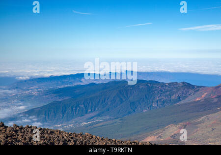 Tenerife, view from hiking path to the summit, evening light Stock Photo