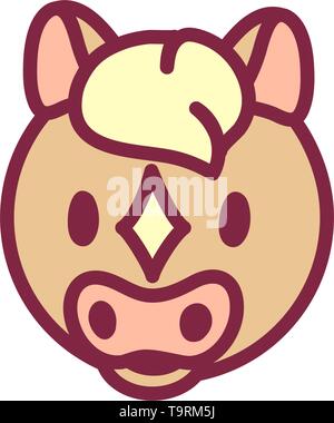 vector cute chinese astrology zodiac icon Horse Stock Vector