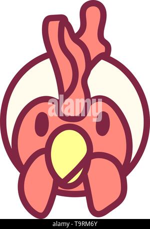 vector cute chinese astrology zodiac icon Rooster Stock Vector