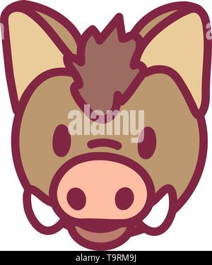 vector cute chinese astrology zodiac icon Boar Stock Vector