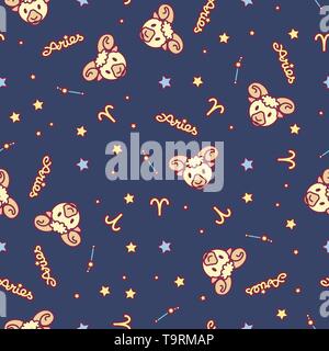 vector seamless pattern cute Zodiac concept art Stock Vector