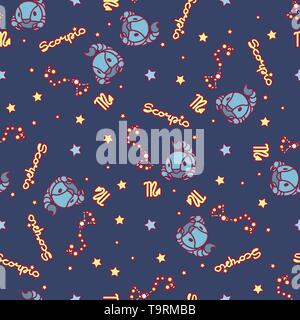 vector seamless pattern cute Zodiac concept art Stock Vector