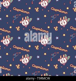 vector seamless pattern cute Zodiac concept art Stock Vector