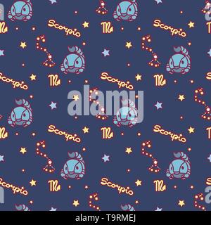 vector seamless pattern cute Zodiac concept art Stock Vector