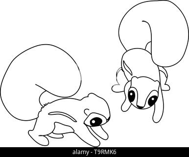 vector line cartoon animal clip art cute squirrel xerus Stock Vector