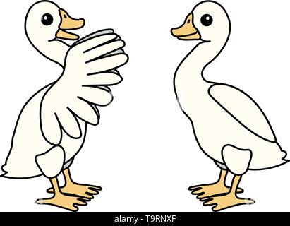 vector scandi cartoon animal clip art goose birds Stock Vector