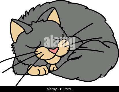 vector scandi cartoon animal clip art sleeping cat Stock Vector