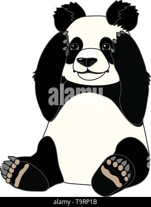 vector scandi cartoon animal clip art sitting giant panda Stock Vector