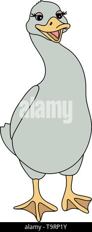 vector scandi cartoon animal clip art duck bird Stock Vector