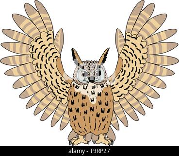 vector scandi cartoon animal clip art eagle-owl bird Stock Vector