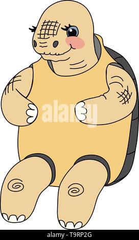 vector scandi cartoon animal clip art old turtle Stock Vector