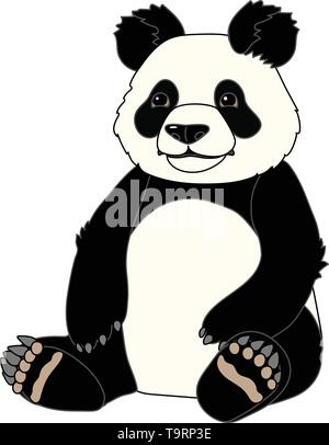 vector scandi cartoon animal clip art sitting giant panda Stock Vector