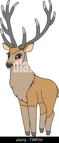 vector scandi cartoon animal clip art horned Red deer Stock Vector