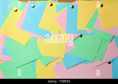 Blank paper stickers on task board Stock Photo