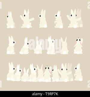vector flat cartoon animal clip art rabbits set Stock Vector