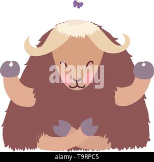 vector flat cartoon animal clip art tibetan yak Stock Vector
