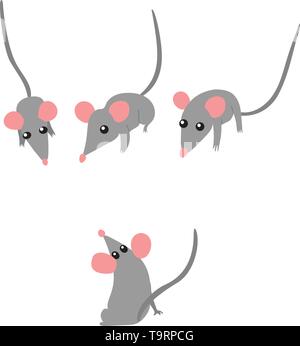 vector flat cartoon animal clip art mouse mice pet Stock Vector