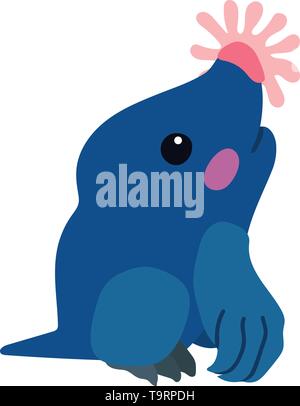 vector flat cartoon animal clip art star-nosed mole Stock Vector