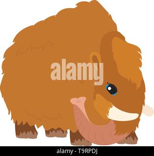 vector flat cartoon animal clip art woolly mammoth Stock Vector