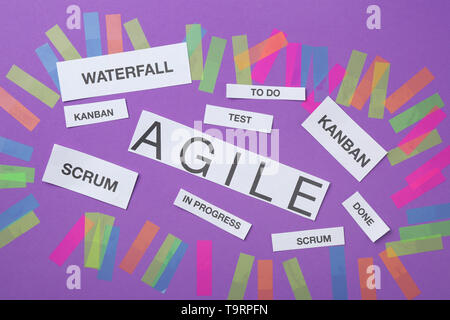 Words related to agile on color background Stock Photo