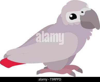 vector flat cartoon animal clip art grey parrot Stock Vector