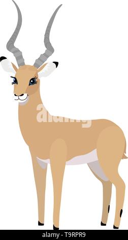 vector flat cartoon animal clip art cute impala Stock Vector