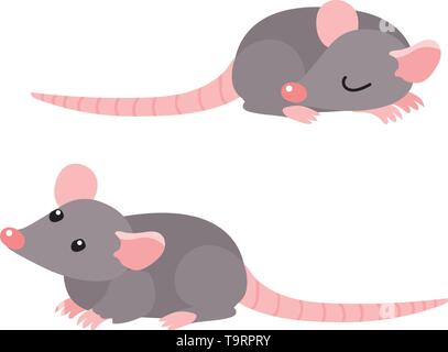 vector flat cartoon animal clip art cute rats Stock Vector