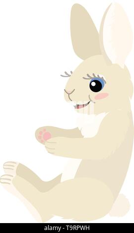 vector flat cartoon animal clip art bunny, hare, rabbit Stock Vector