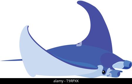 vector flat cartoon animal clip art exotic manta ray Stock Vector