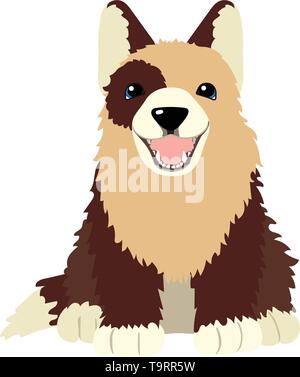 vector flat cartoon animal clip art puppy dog Stock Vector