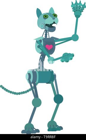 vector flat cartoon animal clip art Robot cat Stock Vector