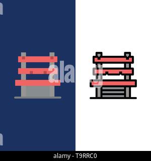 Chair, Room, Station, Waiting  Icons. Flat and Line Filled Icon Set Vector Blue Background Stock Vector