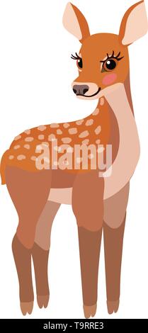 vector flat cartoon animal clip art fawn Red deer Stock Vector