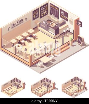 Vector isometric coffee shop or coffeehouse Stock Vector