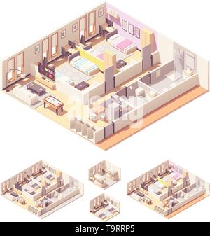 Vector isometric dormitory or dorm room Stock Vector