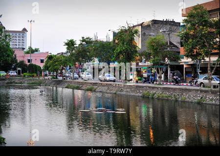 Canal at Tha Phae Gate Old City Chiang Mai Thailand Stock Photo