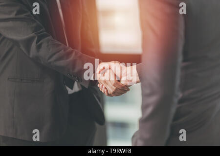 Businessman Shaking hand, Project Deal Together, Business Job Done Concept Stock Photo